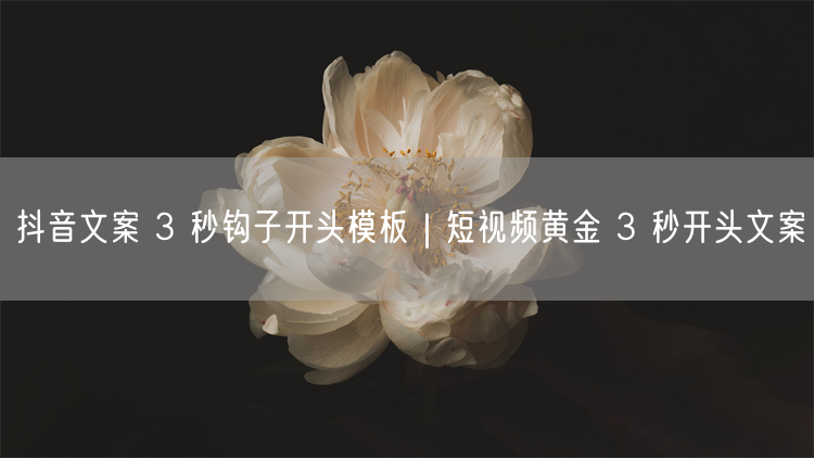 抖音文案必学：3秒钩子开头，打造短视频黄金吸睛时刻